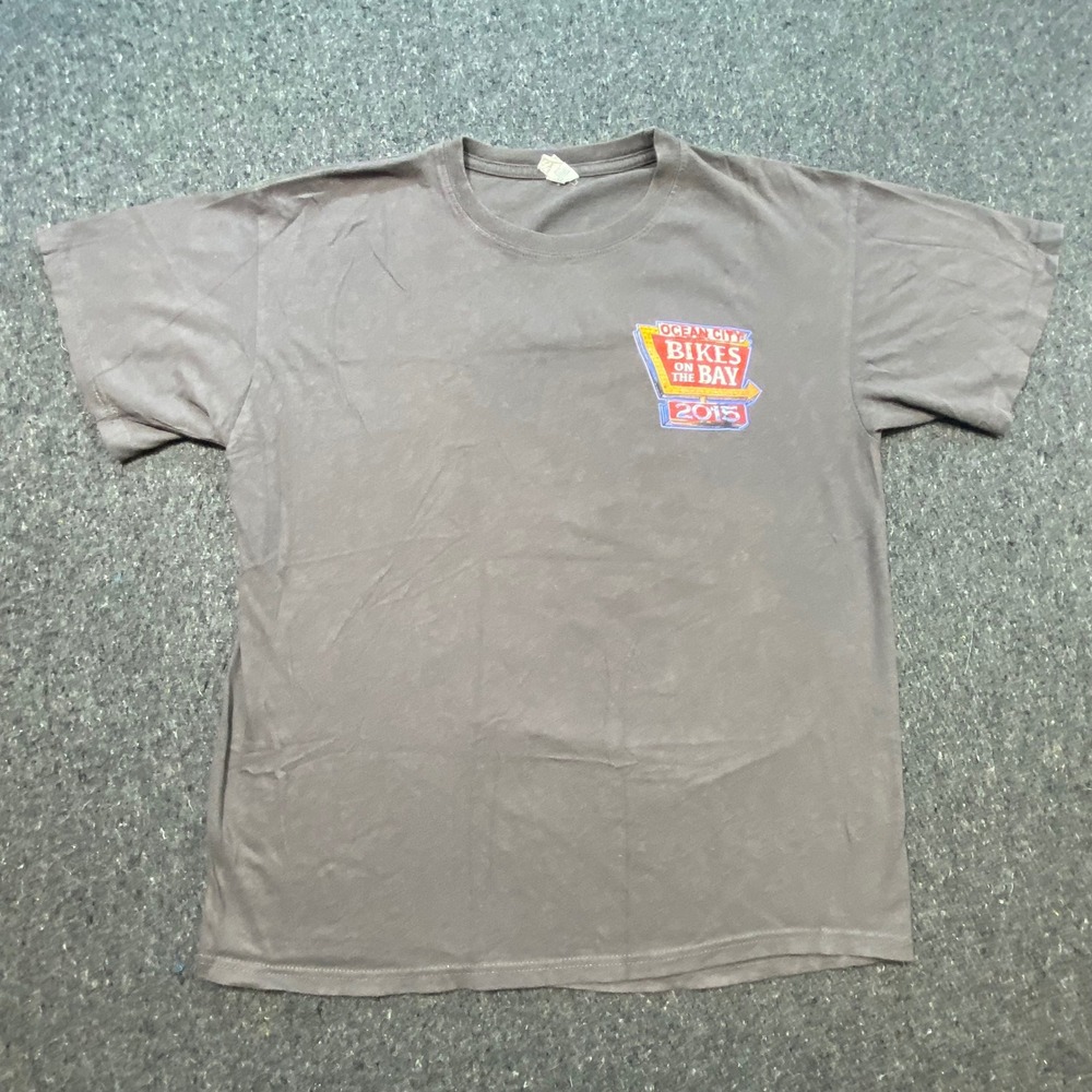 Keya T Shirt L Large Mens Gray Bikes on the Bay 2015 Motorcycle‎ Biker Graphic